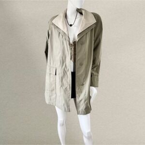Gallery Green‎ Trench-Style Jacket Lightweight Lined Coat Minimalist XS